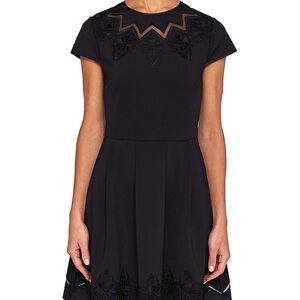 Ted Baker Black Mini Dress with Embroidered Detail